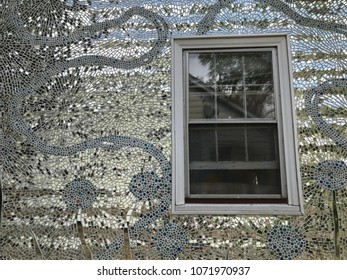 Mirror Mosaic On Folk Art House With Window