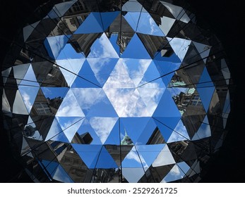 Mirror reflection abstract kaleidoscope blue city  - Powered by Shutterstock