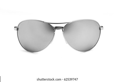 Mirrored Aviator Sunglasses Isolated On White Background