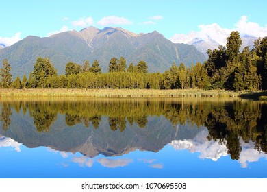 Mirror-reflection- Lake Matheson, New Zealand in April 2012