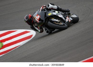 Misano Adriatico, Italy - June 20, 2015: BMW S1000 RR of Vueffe Corse Team, driven by SBAIZ Marco in action during the Superstock 1000 Qualifying during the FIM Superstock 1000  - Shutterstock ID 359303849