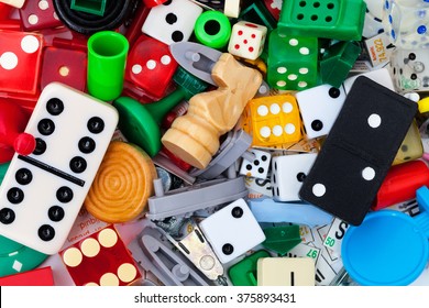 Miscellaneous old board game pieces - Shutterstock ID 375893431