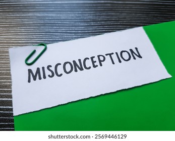 Misconception writting on table background.