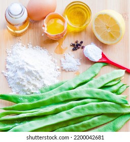 Mise En Place To Cook Portuguese Green Bean Tempura 