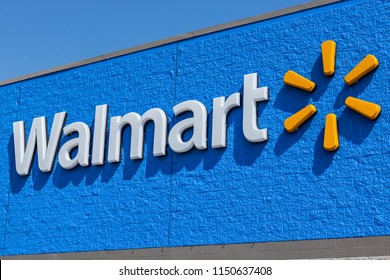 Mishawaka - Circa August 2018: Walmart Retail Location. Walmart is boosting its internet and ecommerce presence to keep up with competitors XII
