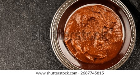 Miso paste spice thick soybean paste for cooking Japanese food tasty snack fresh delicious gourmet food background on the table rustic food top view copy space