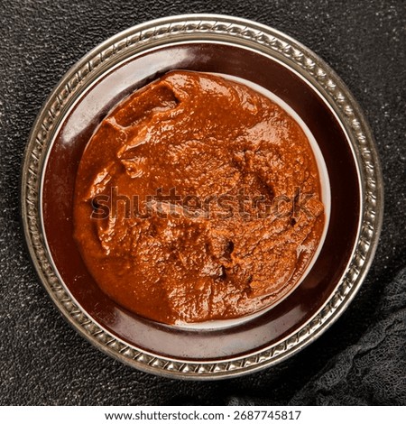 Miso paste spice thick soybean paste for cooking Japanese food tasty snack fresh delicious gourmet food background on the table rustic food top view copy space