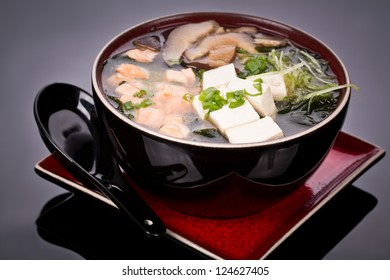 Miso Soup With Tofu And Salmon