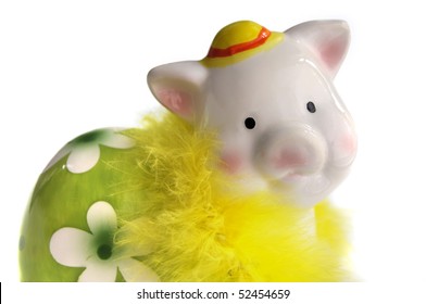 Miss Piggy Bank With Hat