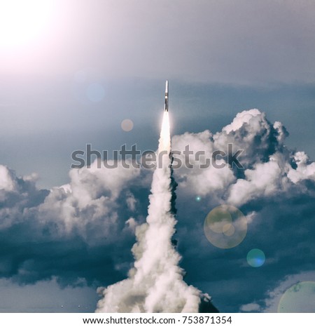 Missile launch. The elements of this image furnished by NASA.