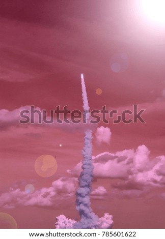 Missile launch. The elements of this image furnished by NASA.