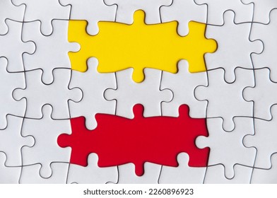 Missing jigsaw puzzle with customizable space for text or ideas. Copy space.