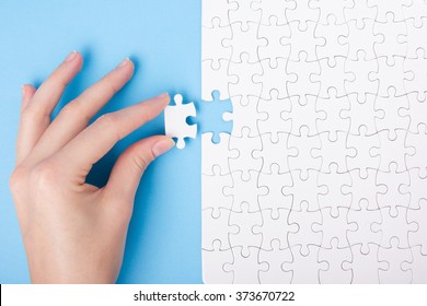 Missing jigsaw puzzle pieces. Business concept. Compliting final task - Shutterstock ID 373670722