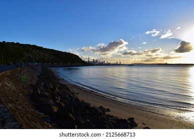 Mission Bay Beach Auckland New Zealand Sunset