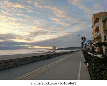 Mission Beach Sunset On The Boardwalk, San Diego