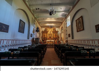 Mission Hills, California - July 21, 2019: Interior Of Church Of Mission San Fernando Rey De España.