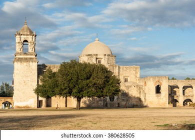 Mission San Jose In San Antonio, Texas At Sunset