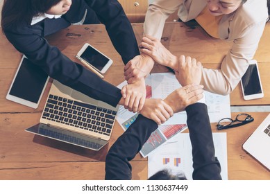 Mission Vision Business Team Building Identity Corporate Teamwork Industry And Workforce.  Mission And Strategy For Business People Holding Hands Together Group Of Leadership. Mission Vision Concept.