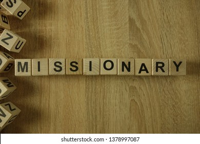 Missionary Word From Wooden Blocks On Desk