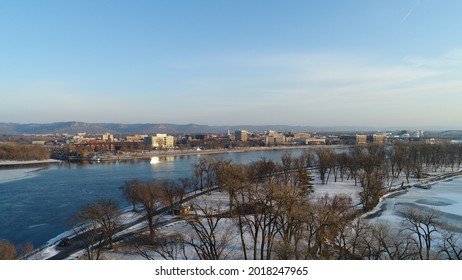 Missippi River Flowing Through La Crosse, WI  