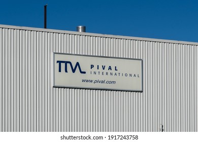 Mississauga, On, Canada - October 11, 2020: PiVAL Sign On The Building In Mississauga, On, Canada. PiVAL International Inc. Is An 