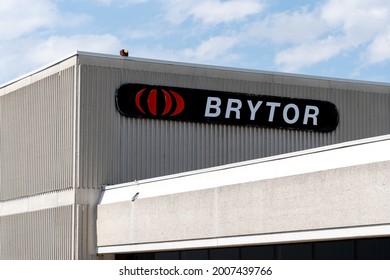 Mississauga, Ontario, Canada - July 3, 2021: Close Up Of Brytor Sign On Their Headquarters In Mississauga, Ontario, Canada. Brytor International Is A Canadian International Relocation Company. 