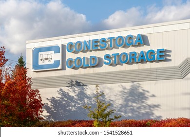Mississauga, Ontario, Canada- October 23, 2019: Sign of Conestoga Cold Storage in Mississauga, Canadian Cold storage facility. 