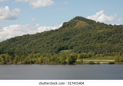 Mississippi River And River Bluff In Southeast Minnesota At Lake Pepin