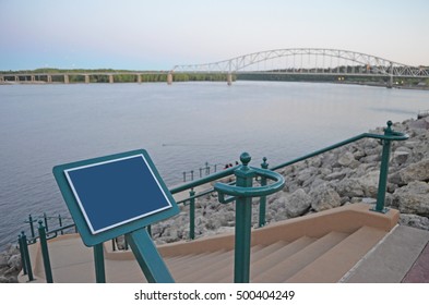 Mississippi River And The Bridge From The View Point Port Of Dubuque, Iowa