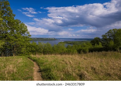 Mississippi River Lake Pepin - A scenic river landscape during spring.