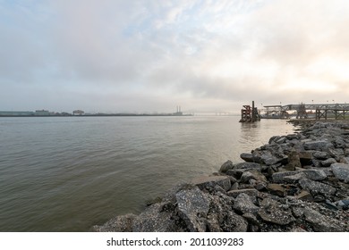 Mississippi River Sunrise In New Orleans.