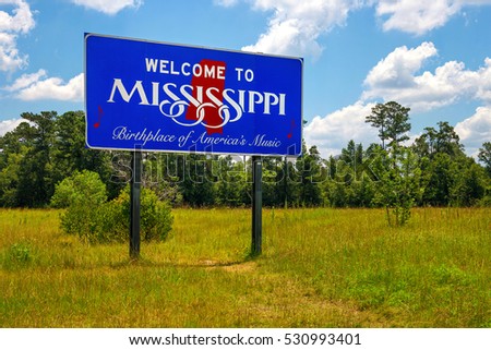 Mississippi welcome sign with the words 