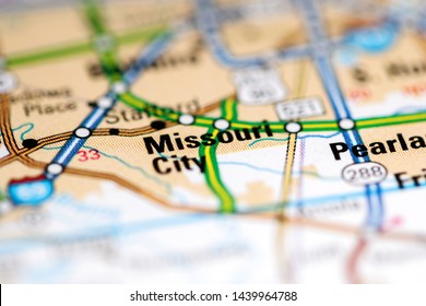 Missouri City. Texas. USA On A Geography Map