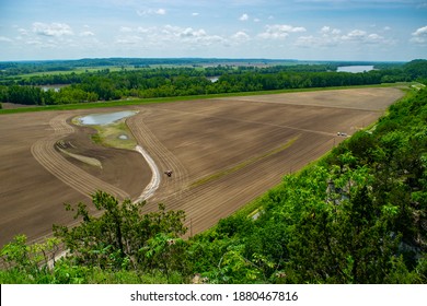 The Missouri River Floodplain From On Top Of A Bluff. 