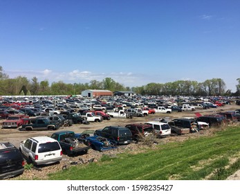 MISSOURI,UNITED STATES-APRIL 14,2019:Car Garage Along Katy Trail State Park, Saint Louis Local Running Route- MO, USA