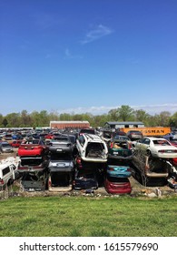 MISSOURI,UNITED STATES-APRIL 14,2019:Car Garage Along Katy Trail State Park, Saint Louis Local Running Route- MO, USA