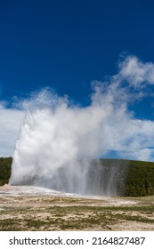 Mist From A Geyser Erupting In Yellowstone.