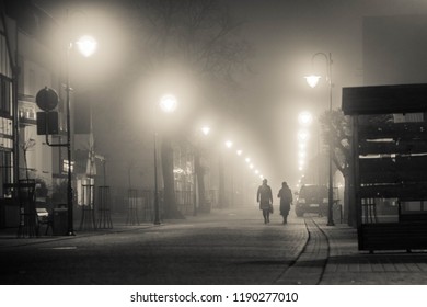Mist at night in the city