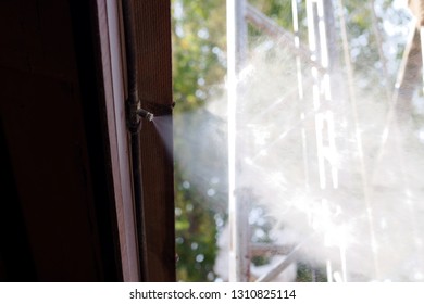 Mist Nozzle Sprays Cold Water Create Mist On A Hot Day,open Air Cooling System On Summer