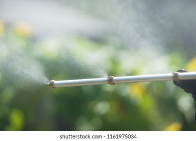 Mist Nozzle Water Spraying System On A Hot Summer Day