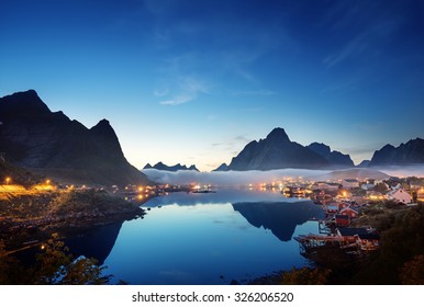 mist in sunset time Reine Village, Lofoten Islands, Norway - Shutterstock ID 326206520
