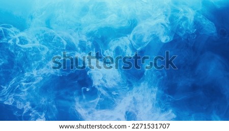 Mist texture. Smoke cloud. Paint water splash. Sky haze. Blue white color cold steam floating abstract art background with free space.