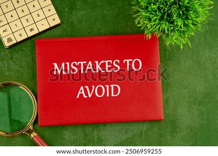 MISTAKES TO AVOID, text on the cover of a business book on a green saturated background
