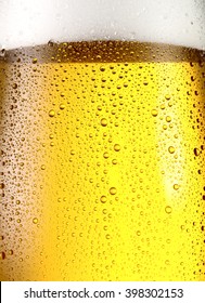 Misted Glass Of Beer. Close Up Shot.