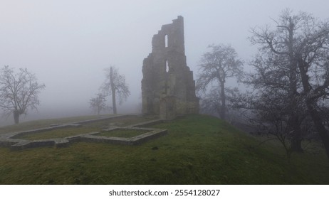 A misty archway of weathered ruins, timeless brickwork.  Foggy atmosphere lends a mysterious serenity to this historical gateway, evoking nostalgia and calm. - Powered by Shutterstock