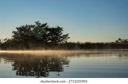 Misty Halifax river at dawn in Ormond Beach Florida