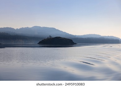 Misty island scene with lone tree and clouds closeup - Powered by Shutterstock