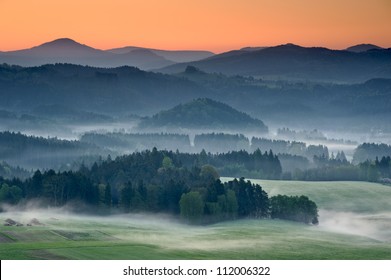 Misty Landscape In The Morning, Czech Republic