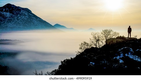 misty landscape at the summit