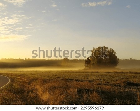 Misty morning in Porvoo. Color picture in finnish countryside.